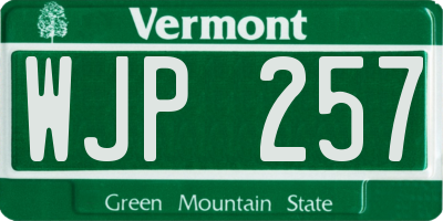 VT license plate WJP257