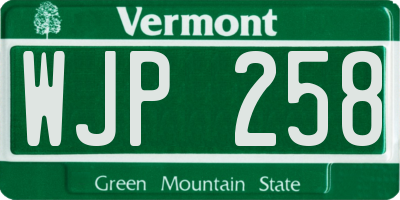 VT license plate WJP258