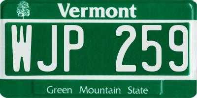 VT license plate WJP259