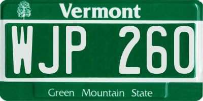 VT license plate WJP260