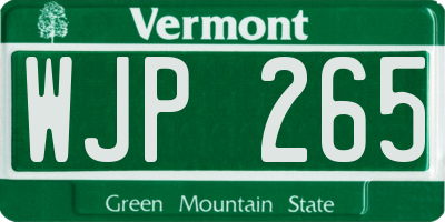 VT license plate WJP265