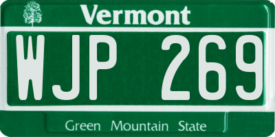 VT license plate WJP269