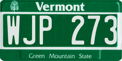 VT license plate WJP273