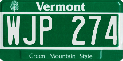VT license plate WJP274