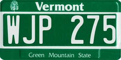 VT license plate WJP275