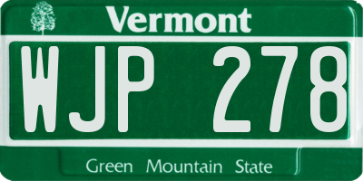 VT license plate WJP278