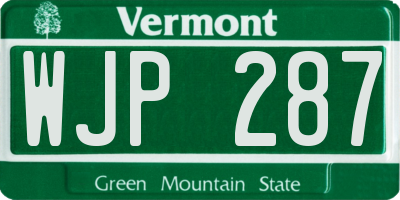 VT license plate WJP287