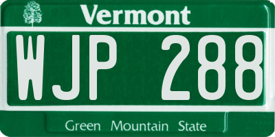 VT license plate WJP288