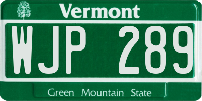 VT license plate WJP289