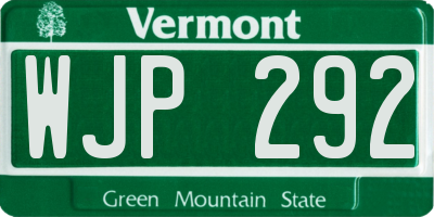 VT license plate WJP292