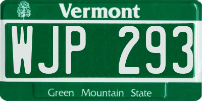 VT license plate WJP293