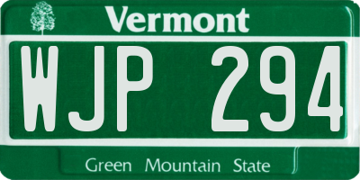 VT license plate WJP294