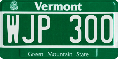 VT license plate WJP300