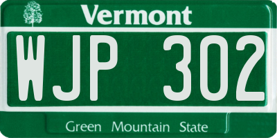 VT license plate WJP302