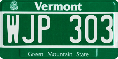 VT license plate WJP303