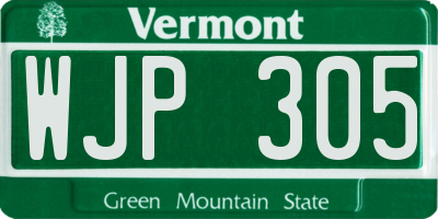 VT license plate WJP305