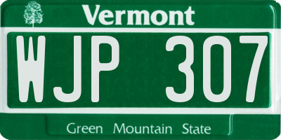 VT license plate WJP307