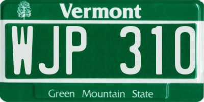 VT license plate WJP310
