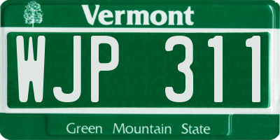 VT license plate WJP311