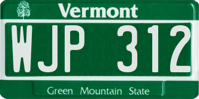 VT license plate WJP312