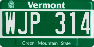 VT license plate WJP314