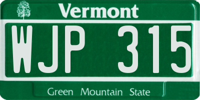 VT license plate WJP315