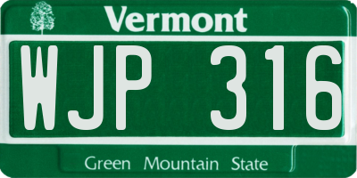 VT license plate WJP316