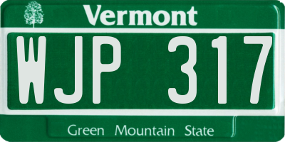 VT license plate WJP317