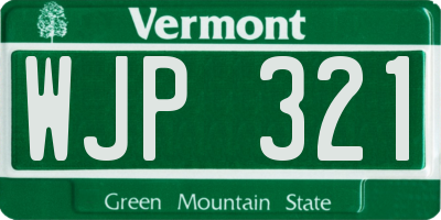 VT license plate WJP321