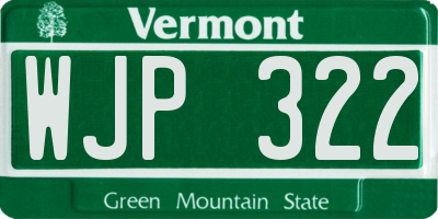 VT license plate WJP322