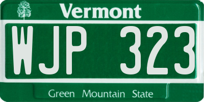 VT license plate WJP323