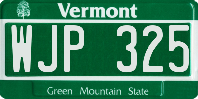 VT license plate WJP325