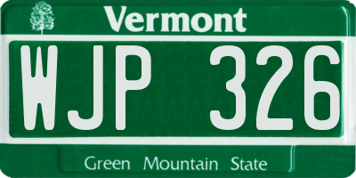 VT license plate WJP326