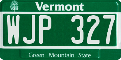 VT license plate WJP327