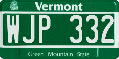 VT license plate WJP332