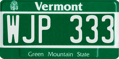 VT license plate WJP333