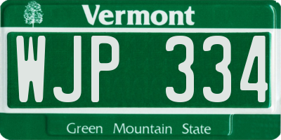 VT license plate WJP334