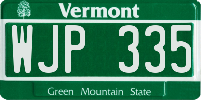 VT license plate WJP335