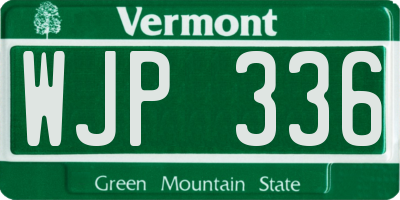VT license plate WJP336