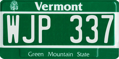 VT license plate WJP337