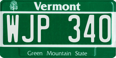 VT license plate WJP340