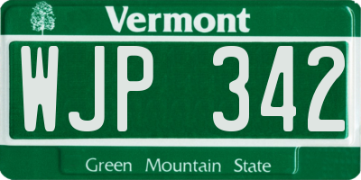 VT license plate WJP342