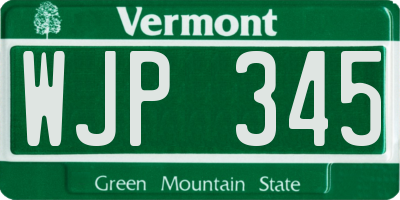 VT license plate WJP345