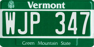 VT license plate WJP347