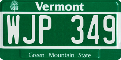 VT license plate WJP349