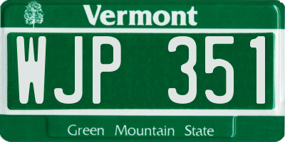 VT license plate WJP351