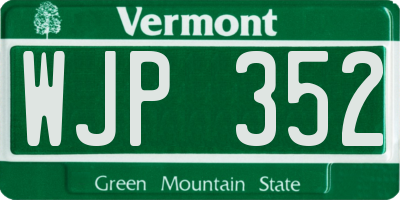 VT license plate WJP352