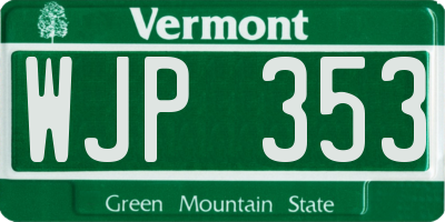 VT license plate WJP353