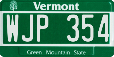 VT license plate WJP354