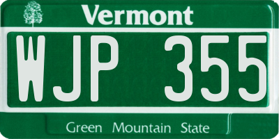 VT license plate WJP355